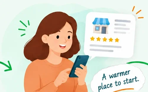 Illustration: you discover the Vendor on your phone &mdash; a warmer place to start