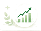 Steady growth chart framed by laurel leaves